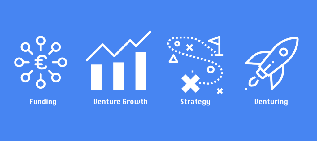funding, venture growth, strategy and venturing icons